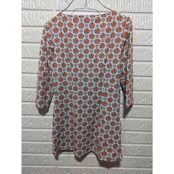 J McLaughlin Women's Light Blue Orange Pattern Front Pockets Tunic Top XS NWT - Picture 4 of 9